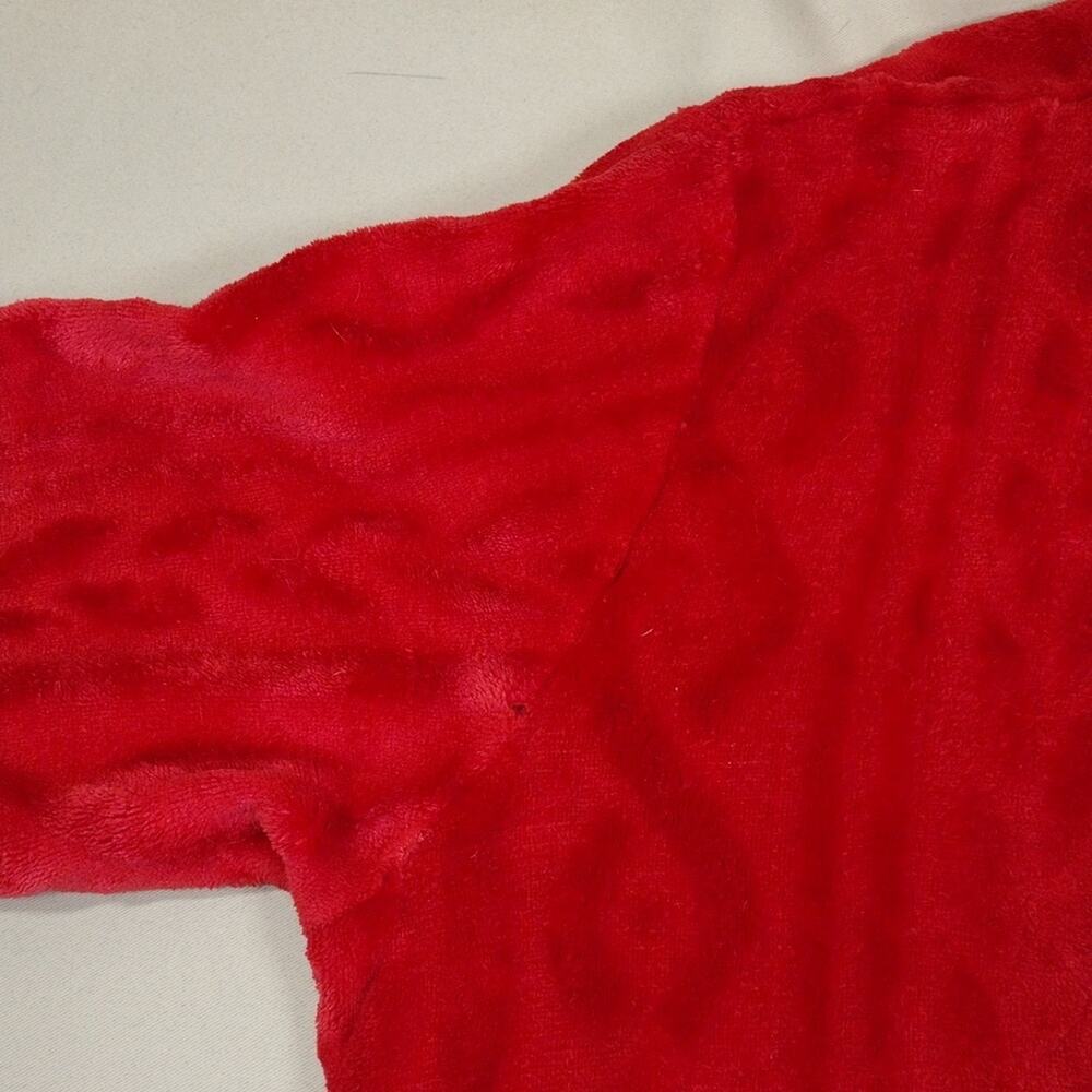 Martha Stewart Red White Plush Sherpa Fleece Intimates Loungewear Housewear Robe - Picture 8 of 8